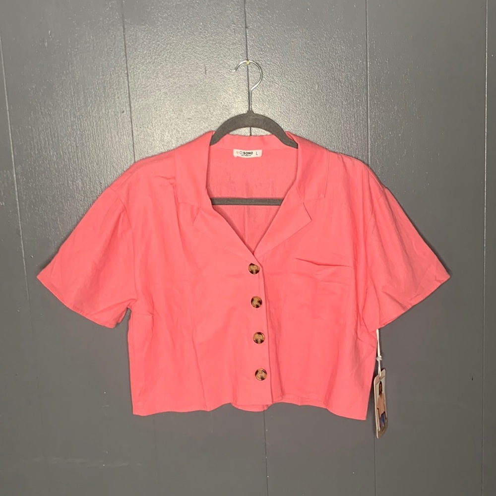 CI SONO Cropped Button-Front Shirt Size L